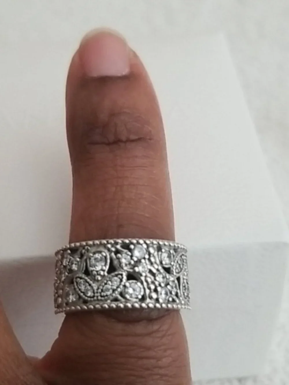 Pandora Silver Floral Pave Ring - Silver